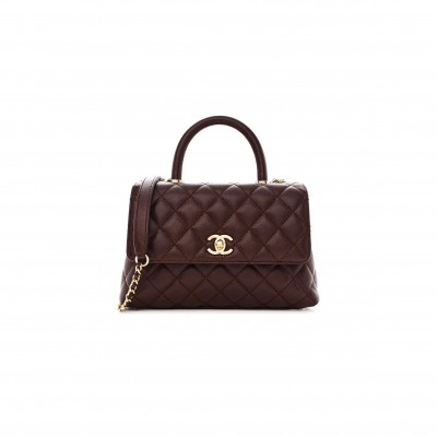 CHANEL MASTER QUILTED CAVIAR SMALL COCO TOP HANDLE BAG AS92990 (24*14*10cm)